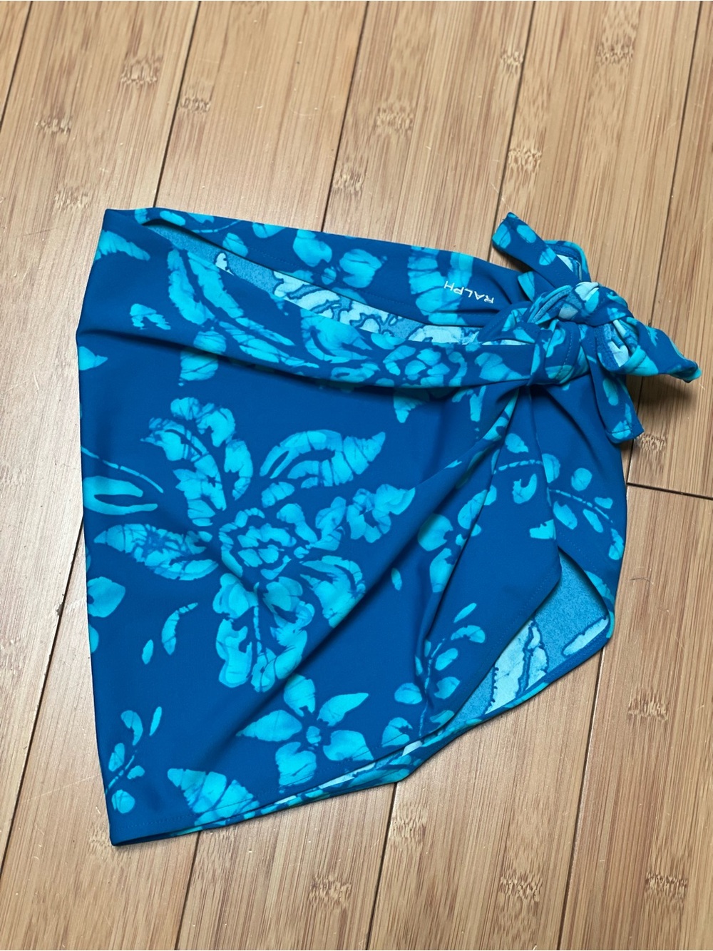 Ralph Lauren Blue Floral Swim Sarong - Teal Floral Tie Skirt